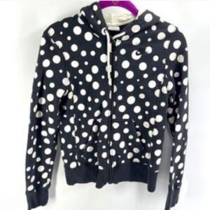 Nike Women's Vintage Style Polka Dot Hoodie Jacket Swoosh Logo Black White Sz 4